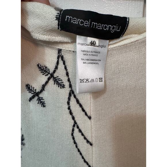 NWT Vintage Marcel Marongiu Ivory Embroidered Floral Maxi Skirt Size 40 - Picture 15 of 16